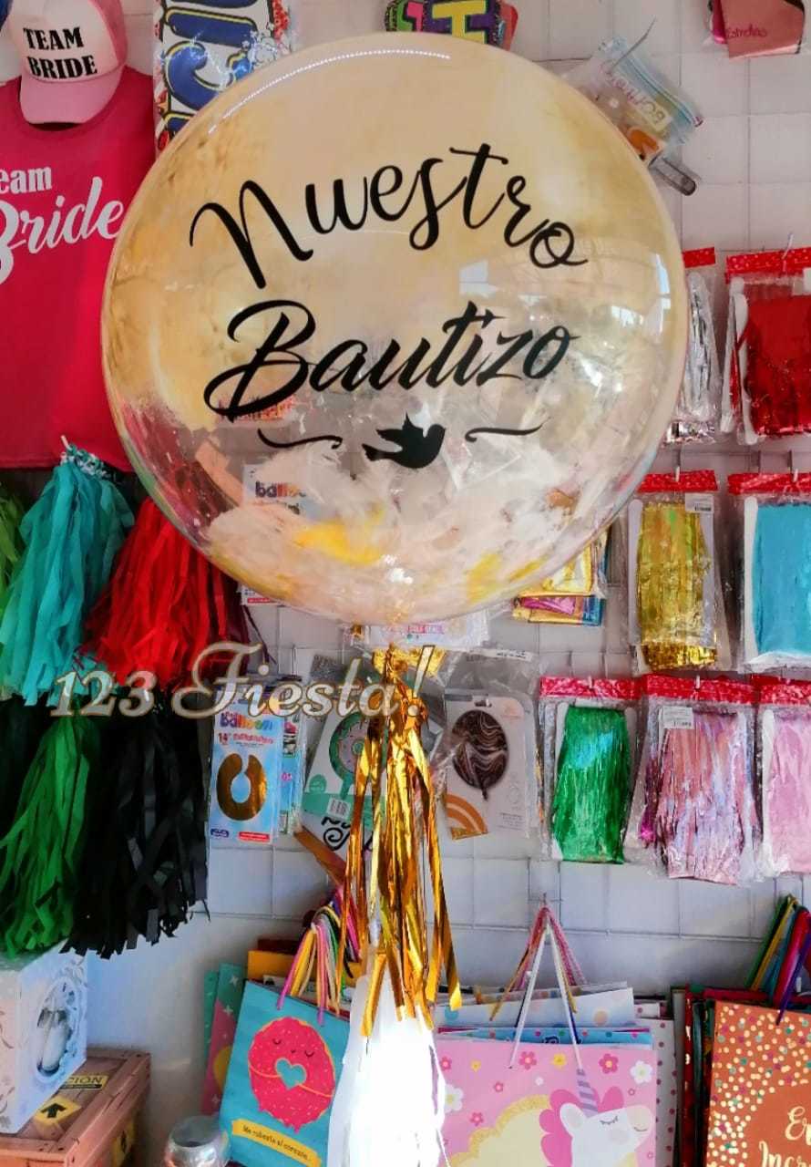 Burbuja 24" con plumas y pintura Burbuja 24