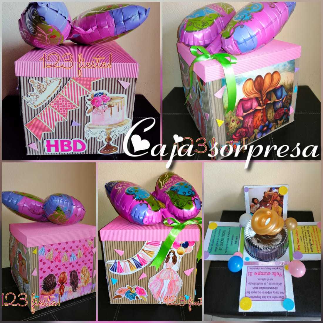 Caja sospresa con pastel P/10p. Caja sospresa con pastel P/10p.